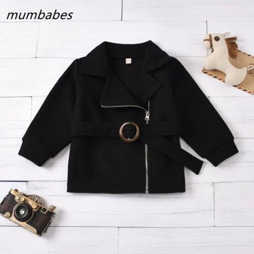 Mumbabes Girls Coat Single-neck Buckle Belt Windbreaker Autumn Kids Girls Woolen Jacket Children Fur Coat DF0278
