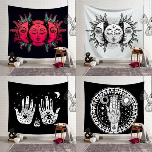 Vintage Sun and Moon Indian Mandala Tapestry Wall Hanging Hippie Bedspread Gypsy Art Decor Bohemian Beach Mat 95x73cm