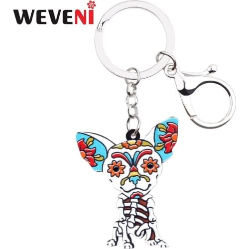 WEVENI Acrylic Halloween Anime Dog Key Chains Keychain Rings Jewelry For Women Girls Female Holder Car Wallet Charms Wholesale