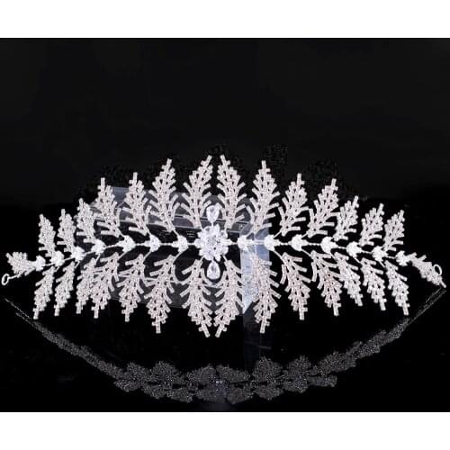 INS Fashion Full Crystal Leaf Headpieces Rhinestones Inlaid Bridal tiaras for Wedding Banquet Birthday Party