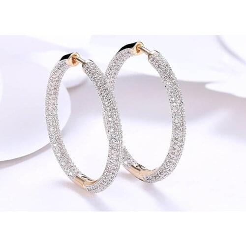 High Quality Cubic Zircon Stone Hoop Earrings For Women Statement Korean Round Loop Gpld Earring Fashion Jewelry Party Gifts