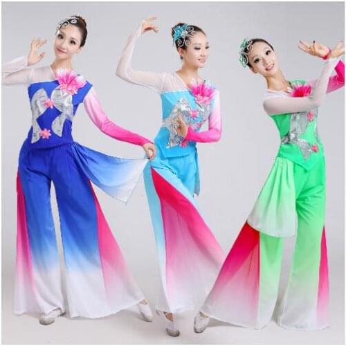 0182) woman Chinese Classical dance clothes Embroidery Lotus folk dance costume fairy poetic fan/drum/umbrella dance costumes
