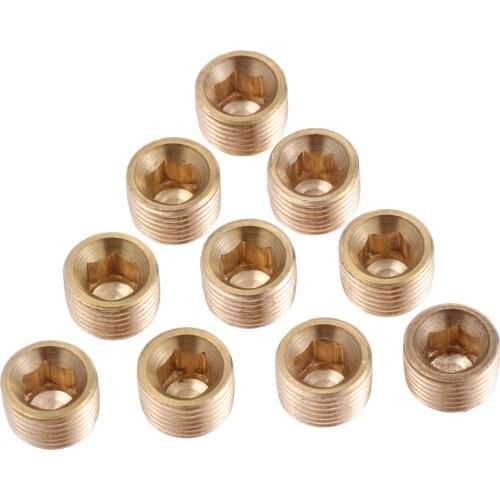 10Pcs NPT 1/8" Thread Internal Hex Thread Socket Pipe Plug Fitting Connector Brass Pipe Fittings Mechanical Fasteners