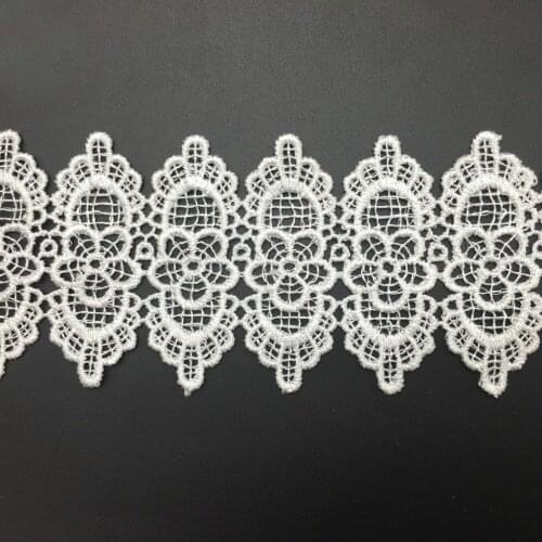 15yards New Arrival 6.3cm White Black Embroidered Water Soluble Lace Trim Fabric DIY Garment Accessories Lace Trim Sewing Craft
