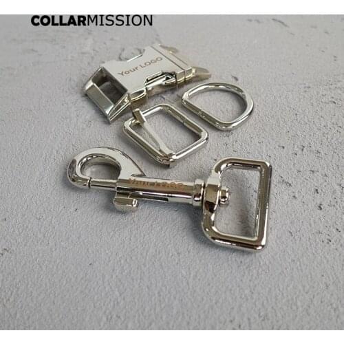 20sets/lot (metal buckle+adjust buckle+D ring+metal dog clasp/set) engraved buckle provide laser engraving service LOGO 25mm