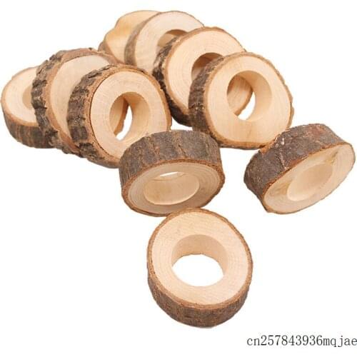 200pcs Natural Wooden Napkin Rings Unfinished Circle Wood Pendants for Craft Making Hotel Table Wedding Decoration
