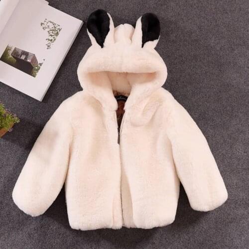 2019 Fashion Baby Boy Girl Thick Warm Parka Coat Children Fur Ear Hooded Outerwear Kids Boy Girl Faux Rex Rabbit Fur Jacket Q491