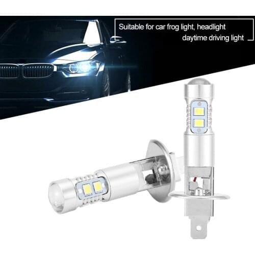 2xH1 6000K Super White 100W LED Headlight Bulbs Kit Fog Driving Light Suitable For Car Fog Light Headlight Daytime Driving Light