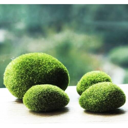 3pc/pack Fake Moss Fuzzy Stones Micro Landscape DIY Grass Garden Plant Lawn Mossy Stone Artificial Plants Home Decoration