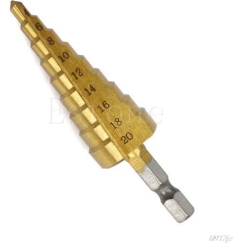 4-20mm HSS Titanium Coated Step Drill Bit Drilling Power Tools for Metal High Speed Steel Wood Hole Cutter Step Cone Drill
