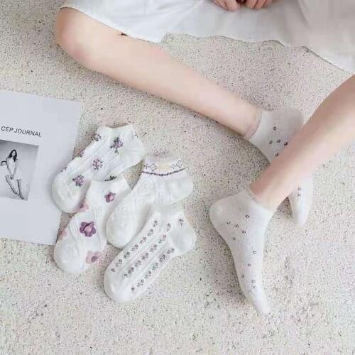 5 Pairs/Lot New Style Summer Casual Cute Women Cotton Socks High-Quality Retro Classics Invisible Sox Lolita Low Cut Socks