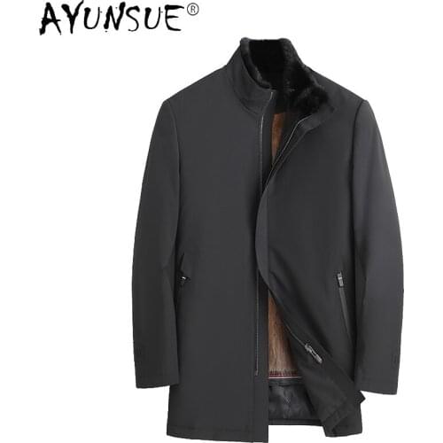 AYUNSUE 2020 Mens Clothing Winter Men Jacket Real Mink Fur Coat Thick Parkas Male Jackets 5XL Clothes Ropa De Hombre LXR482
