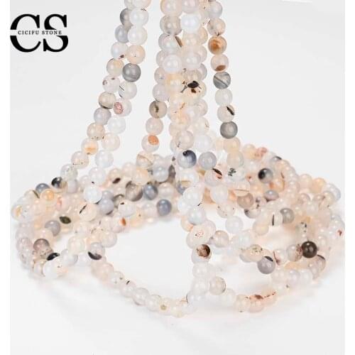 Natural Plain Agates Beads Black Pattern Round Loose Stone Beads for Jewelry Making DIY Bracelet Necklace Charms Accessories