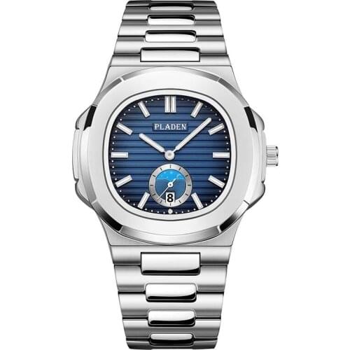 Top Brand Watch for Men Fashion Business Stainless Steel Waterproof Quartz Calendar Watch Silver Luminous Relogio Masculino Gift