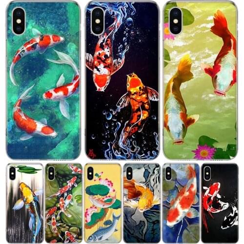 Chinese Koi Fishes Phone Case for Apple Iphone 11 12 X Xs Pro Max Mini XR 7 8 6 6s Plus 7G 6G 5G 5S 5 SE +Shell Cover Coque 2020