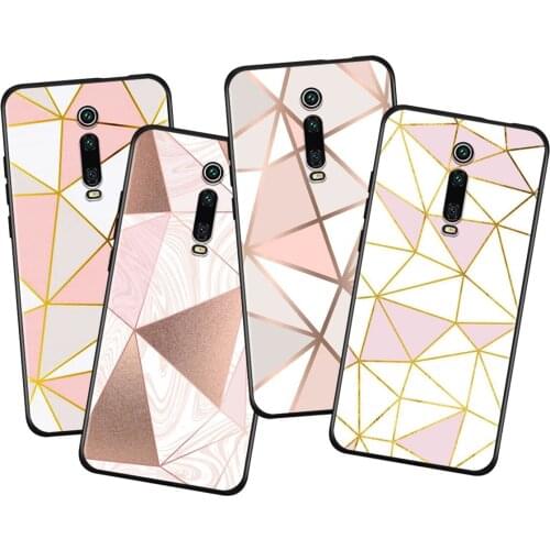 Rose Gold Geometry For Xiaomi Redmi 9i 9T 9A 9C 9 8A 8 GO 7 7A S2 Y2 6 6A 5 5A 4X Prime Pro Plus Black Phone Case