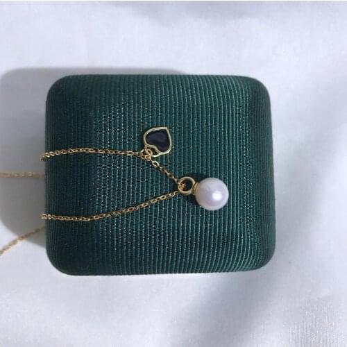 Black Heart 925 Sterling Silver Necklace Set Findings Jewelry Base Settings Mountings Parts for Akoya Edison Pearls, Coral, Jade