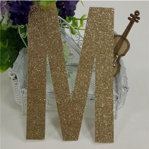 Decorative 5" Upper Case Letters M Gold Glitter Paper 1000piece Letter For Banners/Garlands Hanging Birthday Party Decor