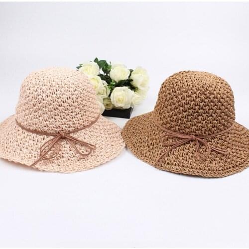 Kids Wide Brim Sun Hat with Wind Lanyard UPF Summer Straw Sun Hats For Kids