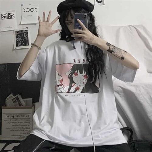 Oversized Anime T Shirt Clothes Female Tops for Women Summer E Girl Kawaii Clothes Sailor Moon Women Pullovers Harajuku Tshirt