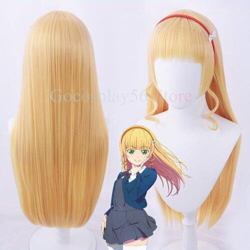 Heanna Sumire Cosplay Wig Red Headwear LoveLive! Superstar!! Liella! Blonde Golden Long Straight Heat Resistant Synthetic Hair