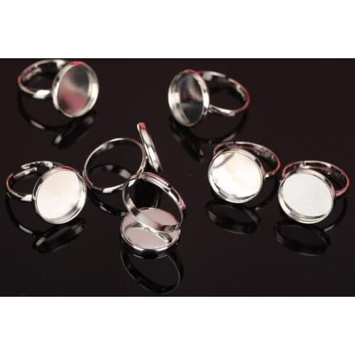 Round Copper Brass Adjustable Base Rings Cameo Components Cabochon Blank Ring Bezel Setting Pad Fit 14mm Glass Diy Women Jewelry
