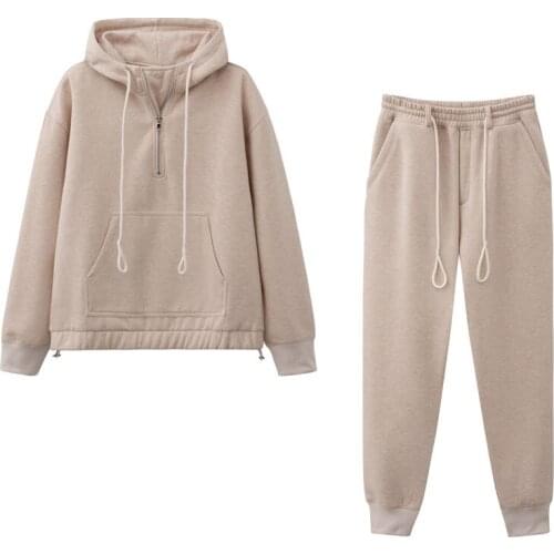 Richkeda Store New 2021 2021 Women Fashion Spring Winter Thick Warm Sweatshirt Sets Casual Zipper Hoodies