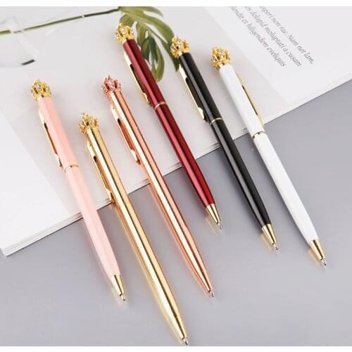 Cute Kawaii Diamond Crown Ballpoint Pens For School Office Supplies Writing Stationery