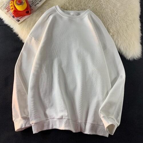 Men Sweatshirts Solid Color 2021 Autumn Harajuku Hoodies O-Neck Oversized Long Sleeve Pullover