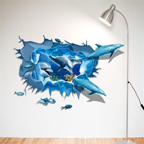 Stickers Bedroom Wall Smashed Sea 3D Decal Stickers Remove Kids Art Decor