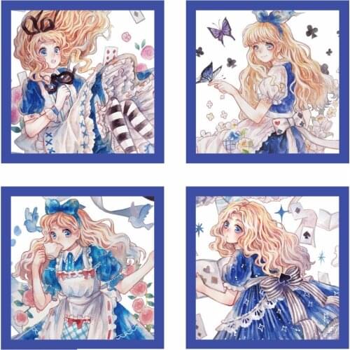 2021 New Cute Blue Girl Fall Into Forest Kawaii Decorative Tape for Journaling Stationery