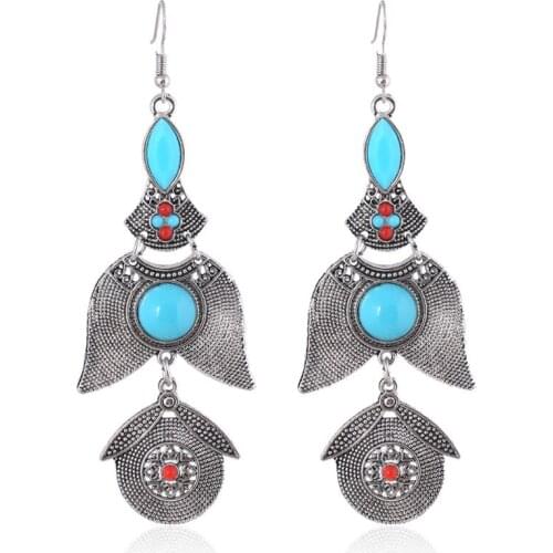 New Hot Sale Fashion Bohemia Charms Womens Vintage Dangle Earrings Exaggeration Resin Beads Big Drop Earring Jewelry ER60