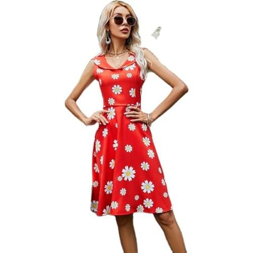 New Design Good Quality Factory Price Fashion Hot Selling Womens Doll Collar Printed Holiday Dress
