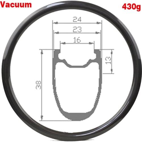 Vacuum Clincher 700C Road Rim Carbon / Basalt Road Bike Rim 430g ERD 565MM 3K / UD / 12K / Marble 16-32 Holes Road Wheelset Part
