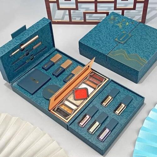 13Pcs/set Oriental Beauty Makeup Cosmetics Moisturizing Carved Lipstick Sequin Eyeshadow Palette Smooth Eyeliner Make Up Tools