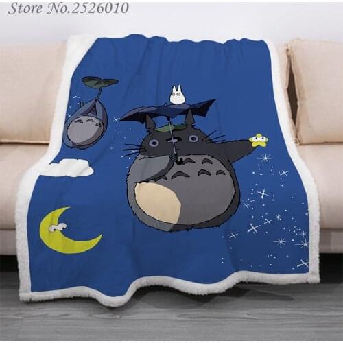 Throw blanket Anime Totoro 3D Velvet Plush Blanket Bedspread For Kids Girls Sherpa Blanket Couch Quilt Cover Travel 09