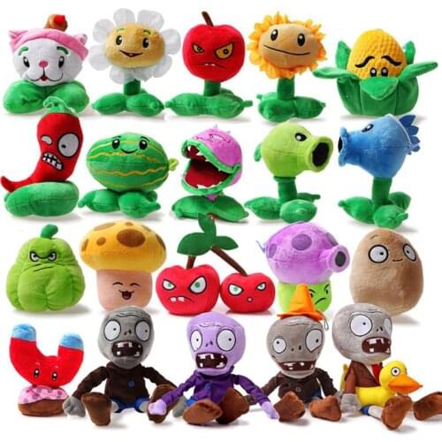 20pcs/lot Plants vs Zombies Plush Toy PVZ Zombies Peashooter Sunflower Chomper Plush Stuffed Toys Doll for Kids Gifts