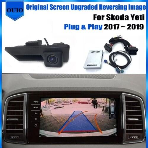 Plug Play Original Screen Input Rear View Camera For Skoda Karoq 2017 2018 2019 2020 Reverse BackUp Parking Camera