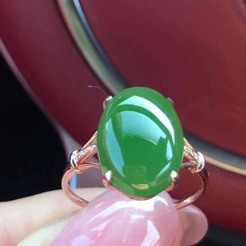 Real and Natural Original Jade Ring Stone Rings Solid 925 Silver Gemstone Ring