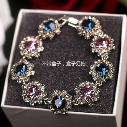 Luxury crystal bracelets, elegant ladies, colorful large Rhinestones, stylish womens weddings, and party jewelry gifts