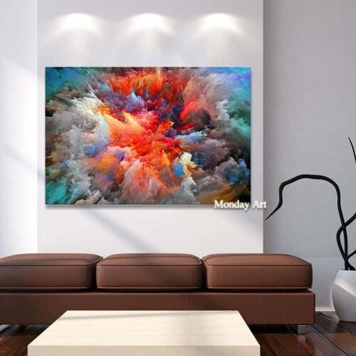 Handmade Modern Abstract Canvas Art oil Painting Colorful Clouds Wall Pictures For Living Room restaurant Home Decor Frameless