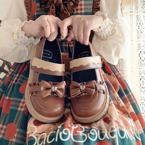 Kawaii Girls Lolita Shoes Thick Bottom Japanese Vintage Jk Uniform Round Toe Pu Soft Mid Heel College Preppy Japan Student Shoes