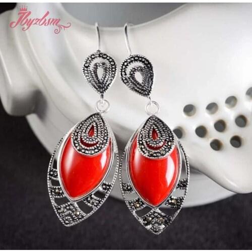 Unique ladys beautiful jbyzbsm 12x22mm Oval:Sandstone.Agat e.Turquois.Cat 1 Pair Natural stone bread Earing big earrings