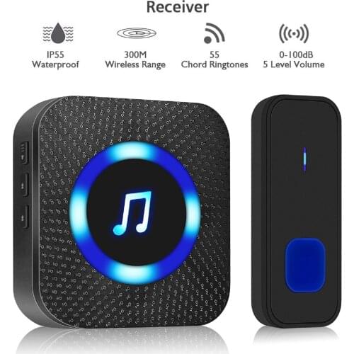 Waterproof Wireless Door Bell 300M Long Wireless Distance Control 433Mhz Home Smart Doorbell button Receiver Battery Operated