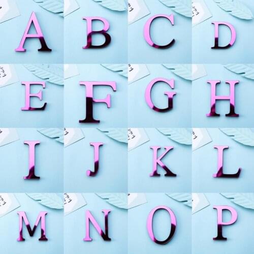 A-Z Alphabet Letter Acrylic Mirror Wall Art Sticker English Letters Home Silver Alphabet Decals Poster For Living Room Decor