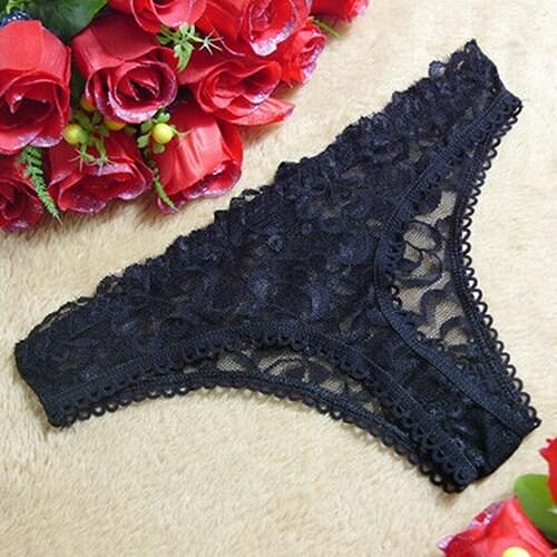 Women Sexy Lace Hollow V-string Briefs Panty Thongs G-string Lingerie Underwear