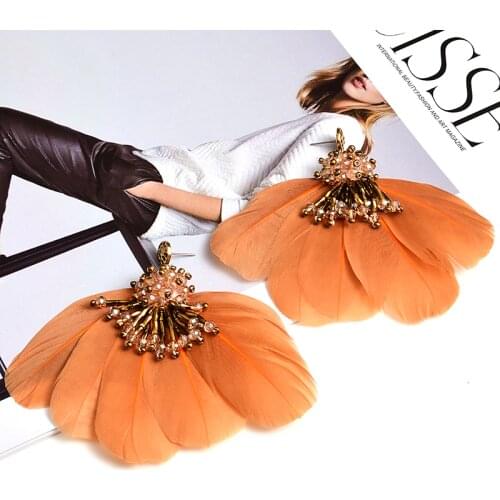 New Arrival Luxury Crystals Tassel Dangle Drop Earrings High-Quality Vintage Feather Jewelry Accessories For Women Wholesale