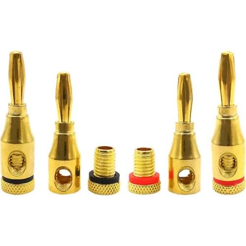 1/2/5Pair 4mm Banana Plug Connector 24K Gold-plated Musical Cable Wire Banana Plug Audio Speaker Amplifier Banana Pin Connectors