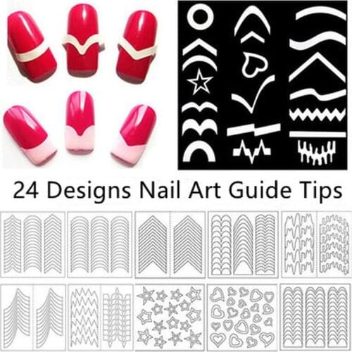 1 Sheet Nails Sticker Stencil Tips Guide French Swirls Manicure Nail Art Decals Form Fringe DIY Sencil 3D Styling Beauty Tools