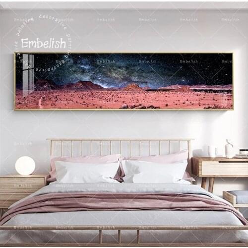 1 Pieces Starry Sky And Mountains Landscape Wall Art Pictures For Living Room Modern Home Decor Posters HD Canvas Paintings
